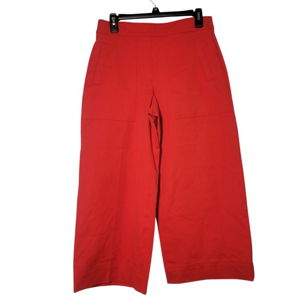 SPANX On-The-Go Wide Leg Cropped Pants Red M Petite Shaping Preppy Quiet Luxury